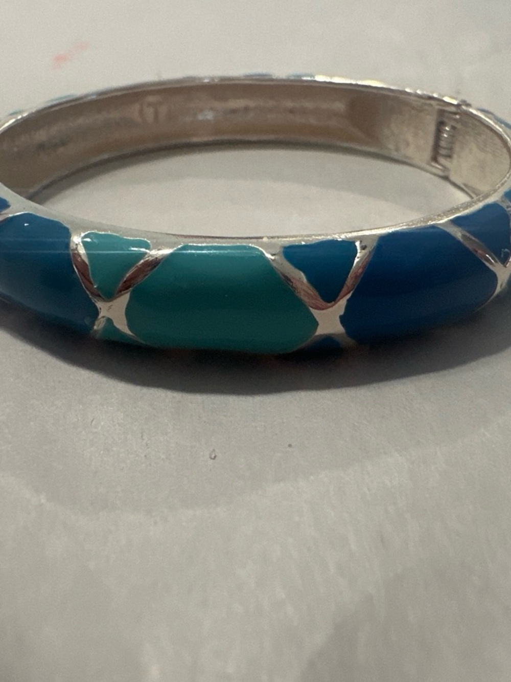 Talbots Silver-Tone Blue & Teal Enamel Segment Bangle Bracelet